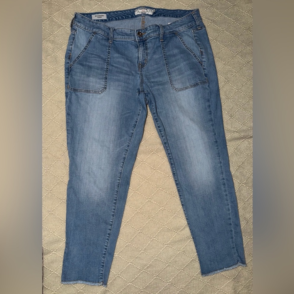 Torrid Blue Boyfriend Cropped Jeans